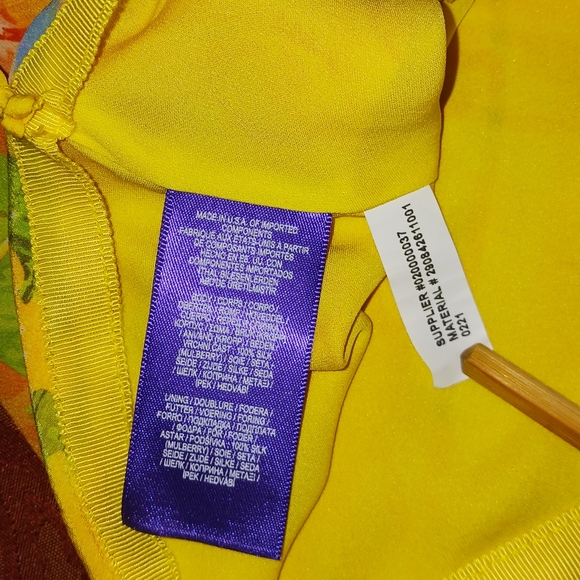 RALPH LAUREN Bright Yellow Floral Side Zip Skirt Size 10 - Picture 11 of 16
